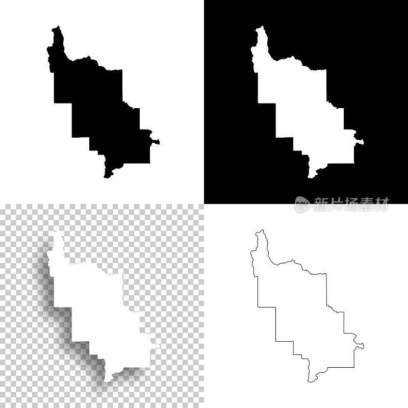 刘易斯和克拉克县，蒙大拿州。设计地图。空白，白色和黑色背景