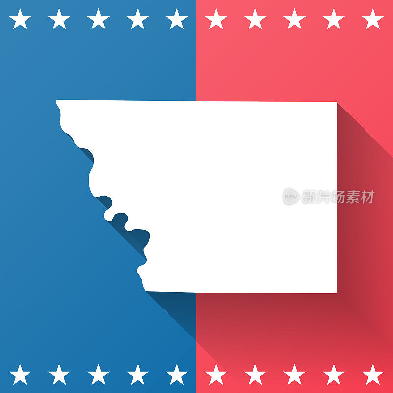 爱荷华州莫诺纳县。地图在蓝色和红色的背景