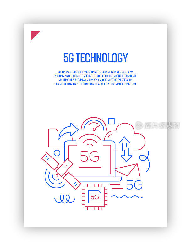 矢量插图5G技术概念。线条艺术风格背景设计网页，横幅，海报，打印等。矢量插图。