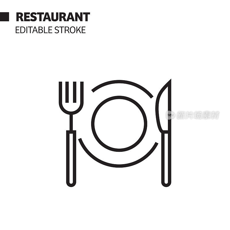 餐厅线图标，轮廓矢量符号插图。