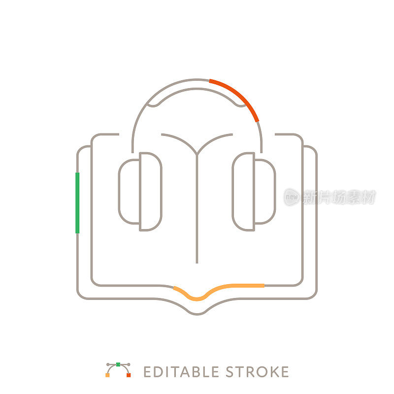 音频书多色线图标与可编辑的Stroke