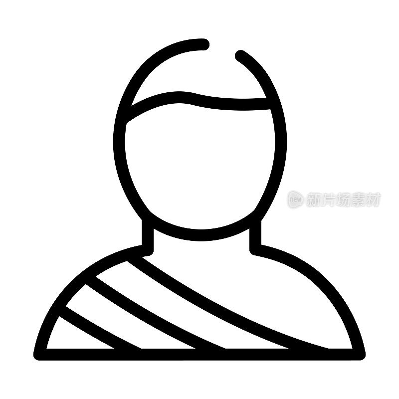 佛教僧人细线图标。佛教的线形图标，由佛教的宗教概念孤立勾勒而成。矢量插图符号元素的网页设计和应用程序。