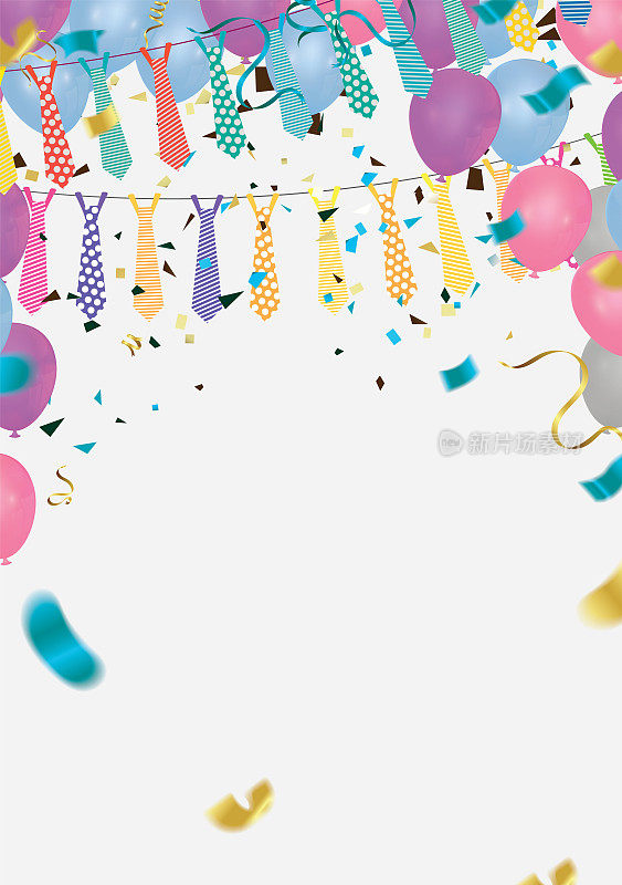 气球各种颜色矢量彩色五彩纸屑，花环和彩带的背景为聚会或嘉年华的使用，元素的乐趣卡