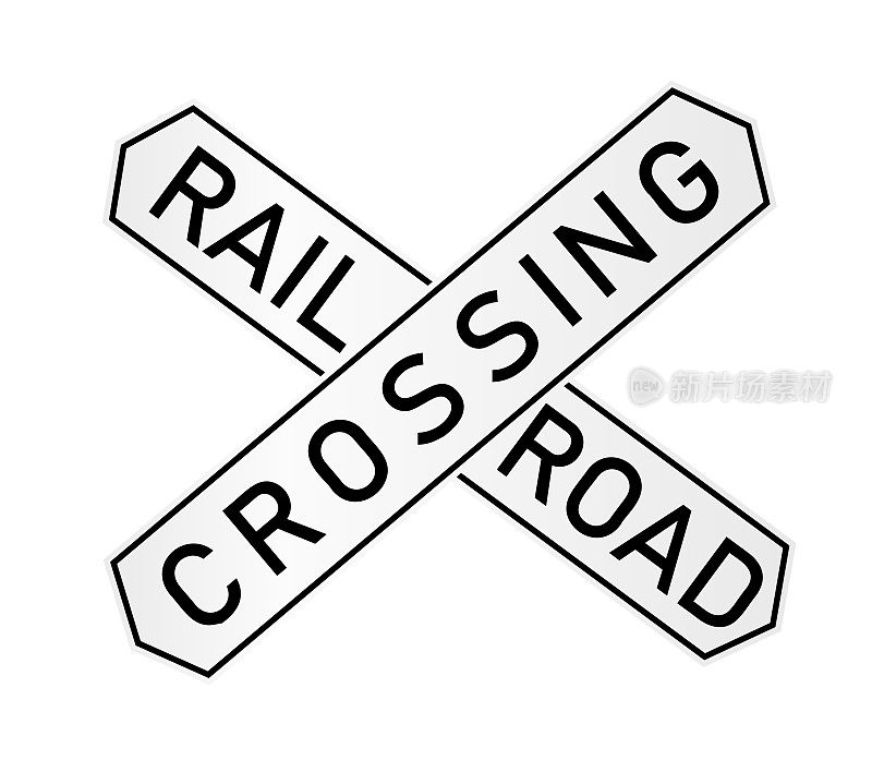 铁路标志孤立地设置在白色背景上。矢量铁路交通灯。美国使用的铁路进场标志