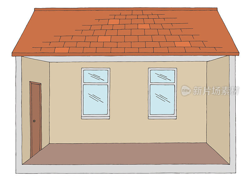 房子房间图形颜色空家室内草图插图矢量