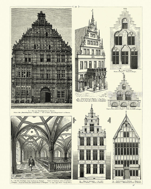 巴洛克建筑的例子，Rattenf?ngerhaus，哈默林，酒屋，明斯特，威斯特法伦，布鲁日的盖博，安特卫普和梅赫伦的房子，斯图加特的游乐屋