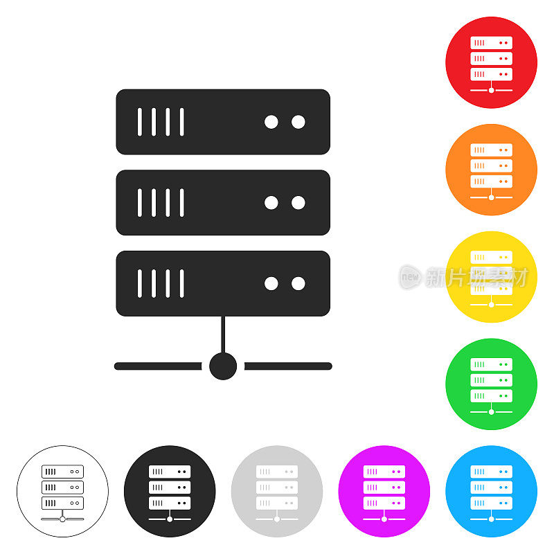 服务器。彩色按钮上的图标