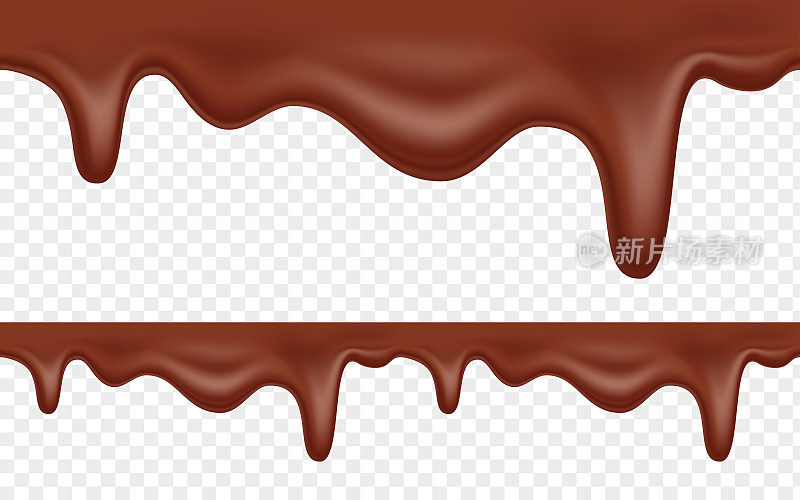 融化的巧克力在流动和滴