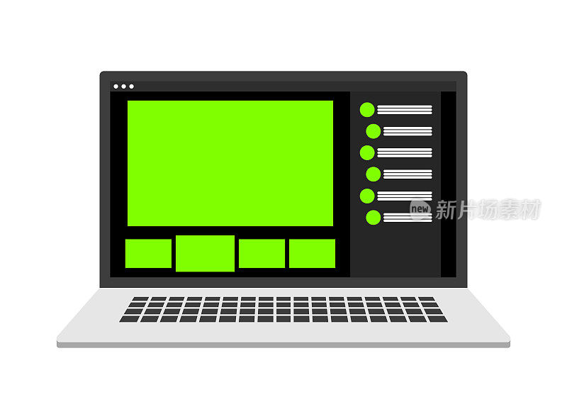 笔记本电脑视频会议用户界面。视频通话窗口覆盖。Chromakey窗户
