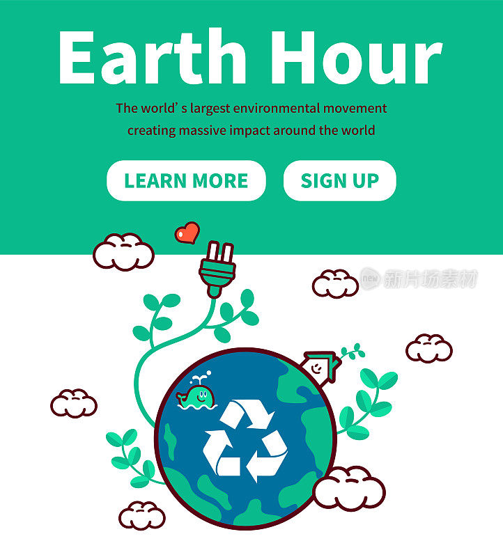 “地球一小时”、“拯救地球”、“可持续发展”和“环境保护”的概念