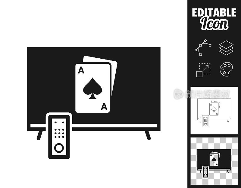 电视和扑克牌。图标设计。轻松地编辑