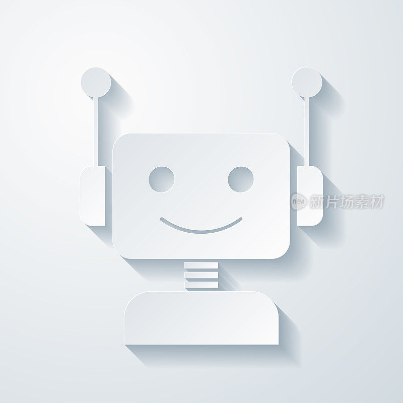 机器人――机器人头。空白背景上剪纸效果的图标