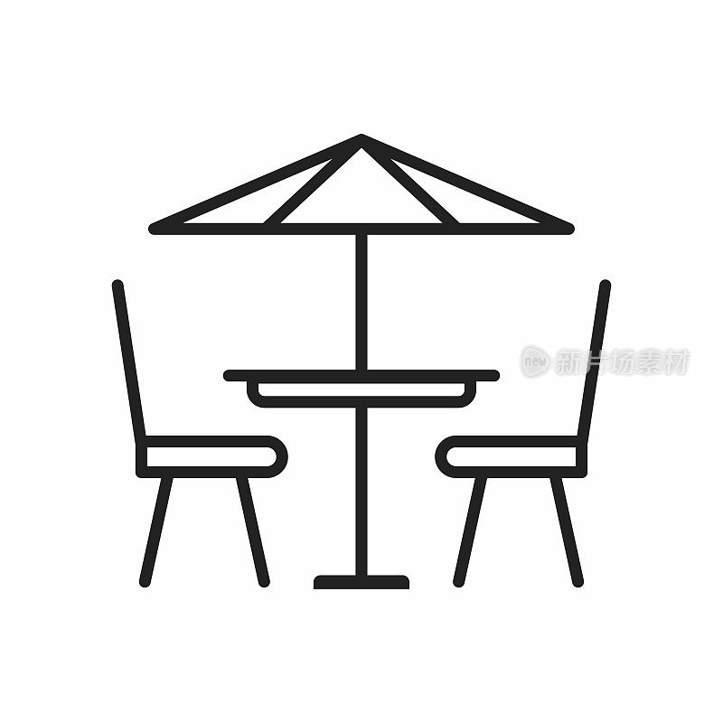 阳台桌子咖啡馆轮廓风格图标