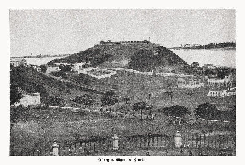 圣迈克尔要塞，安哥拉罗安达，半色调印刷，1899年出版