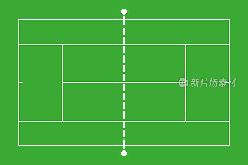 绿色背景的网球场。矢量图
