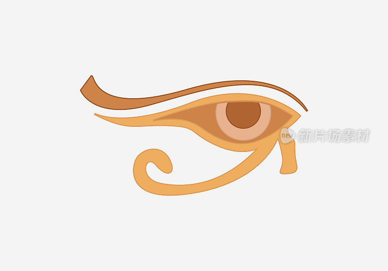Wedjat，后来被称为荷鲁斯之眼。古埃及保护、王权和健康的象征，化身为女神瓦杰特。类似于太阳神之眼，属于太阳神。插图。向量。