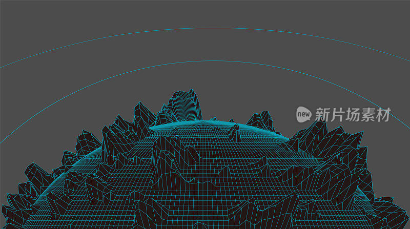 抽象三维技术球体线网空间线框图案背景
