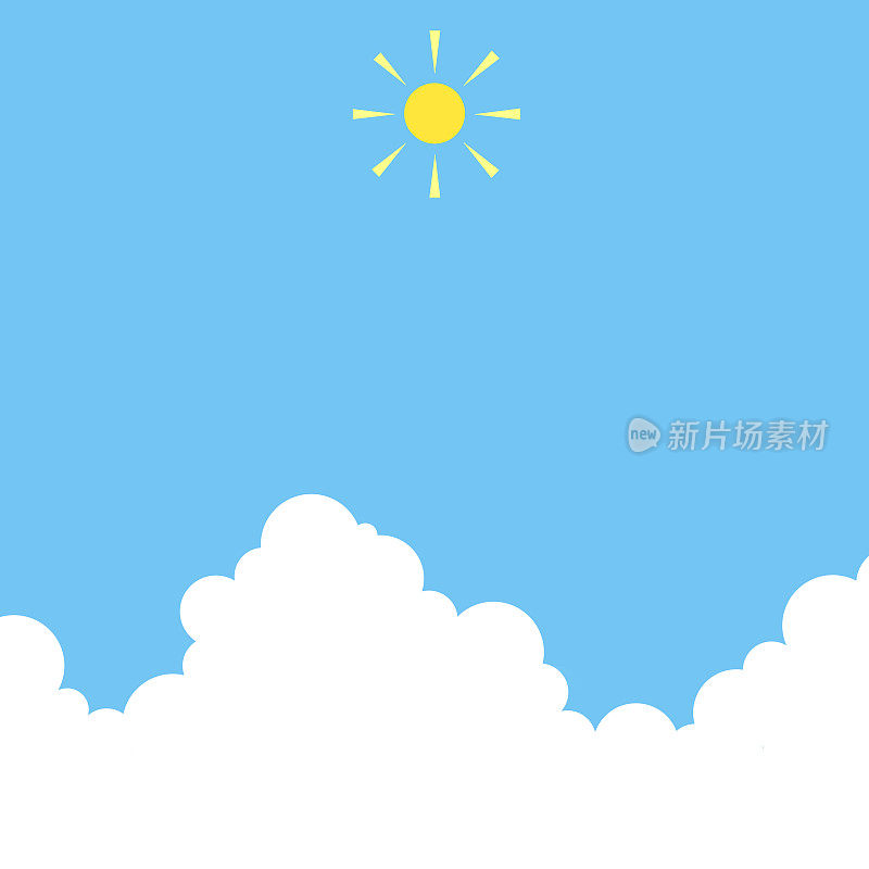 简单的插图背景材料积雨云，太阳和蓝天