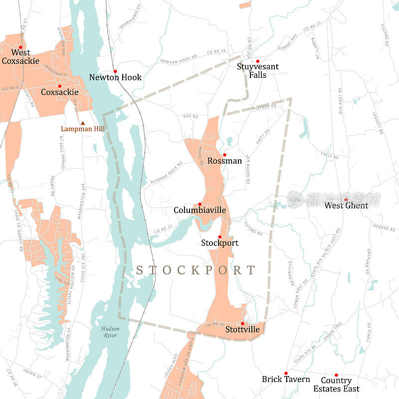 纽约哥伦比亚斯托克波特矢量地图