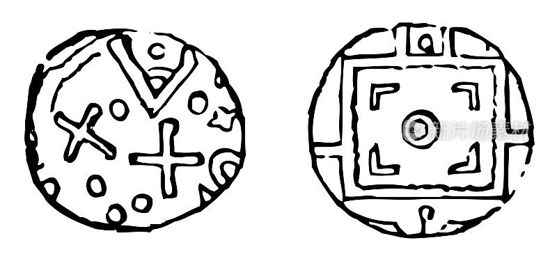 中世纪盎格鲁-撒克逊银币-古董雕刻插图