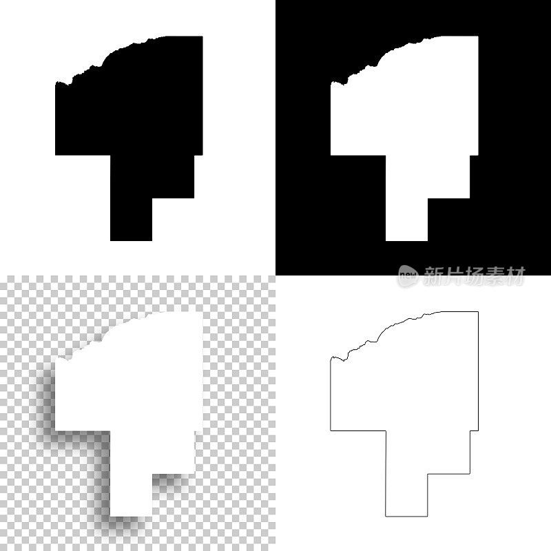 密西西比乔克托县。设计地图。空白，白色和黑色背景