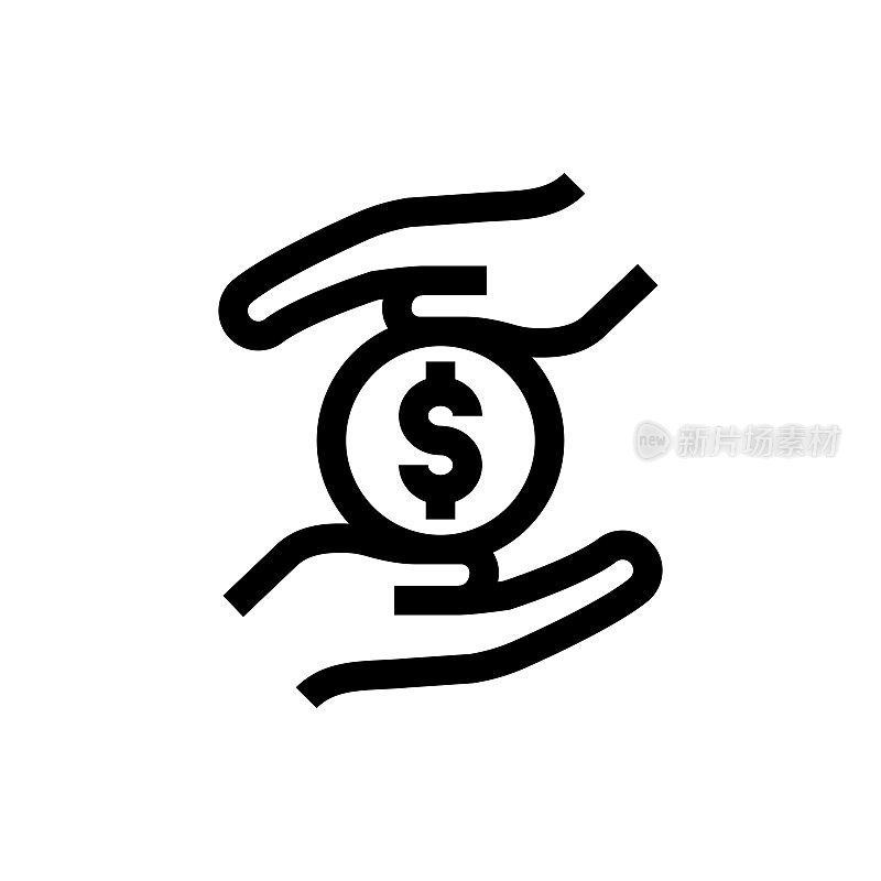 基金保护线图标，设计，像素完美，可编辑笔触。标志、标志、符号。投资银行业务。