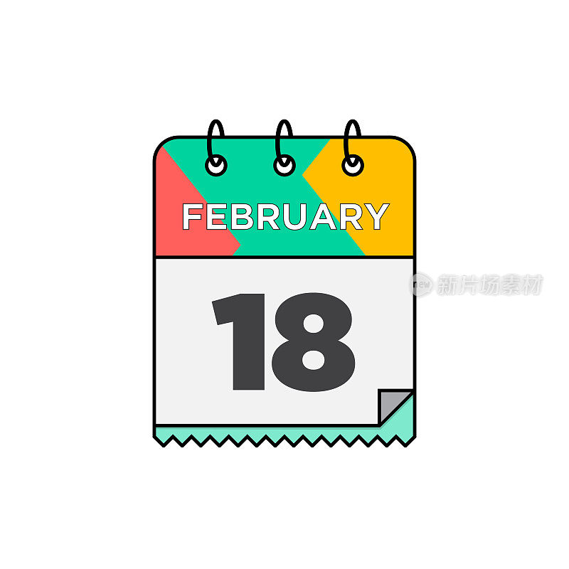 二月-每日日历图标在平面设计风格股票插图