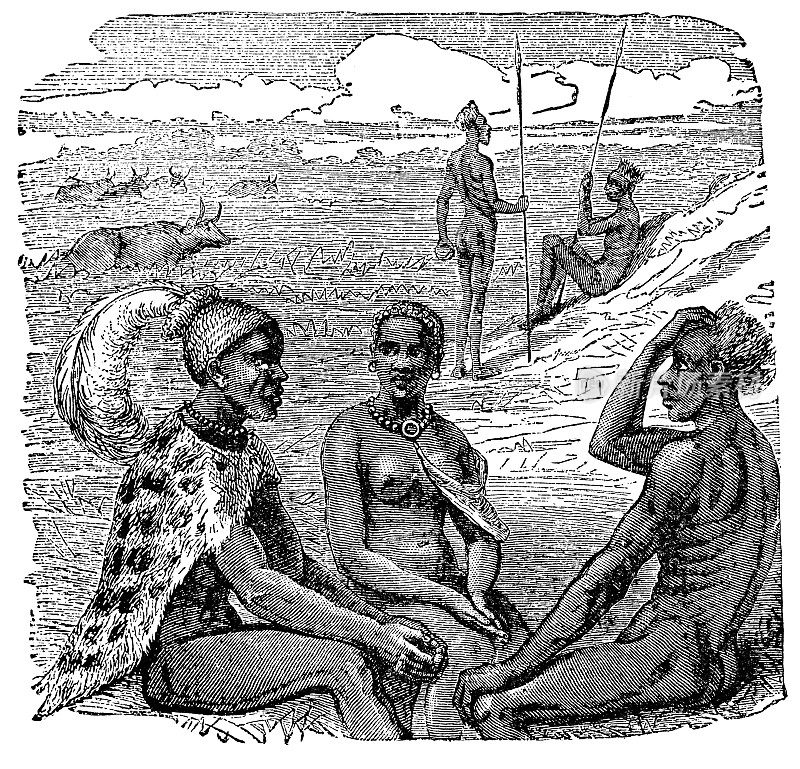 维多利亚时代的土著非洲人的版画