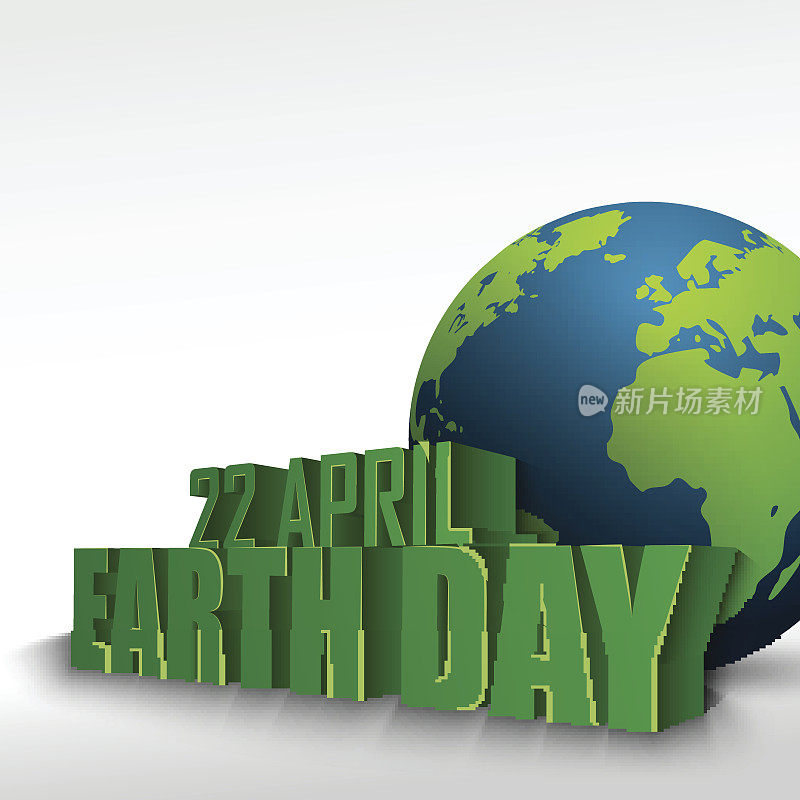 3D地球仪上写着“4月22日地球日”