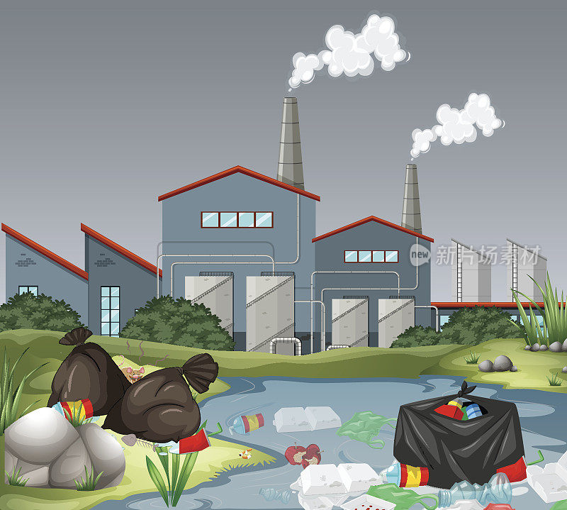 工厂和水污染的场景