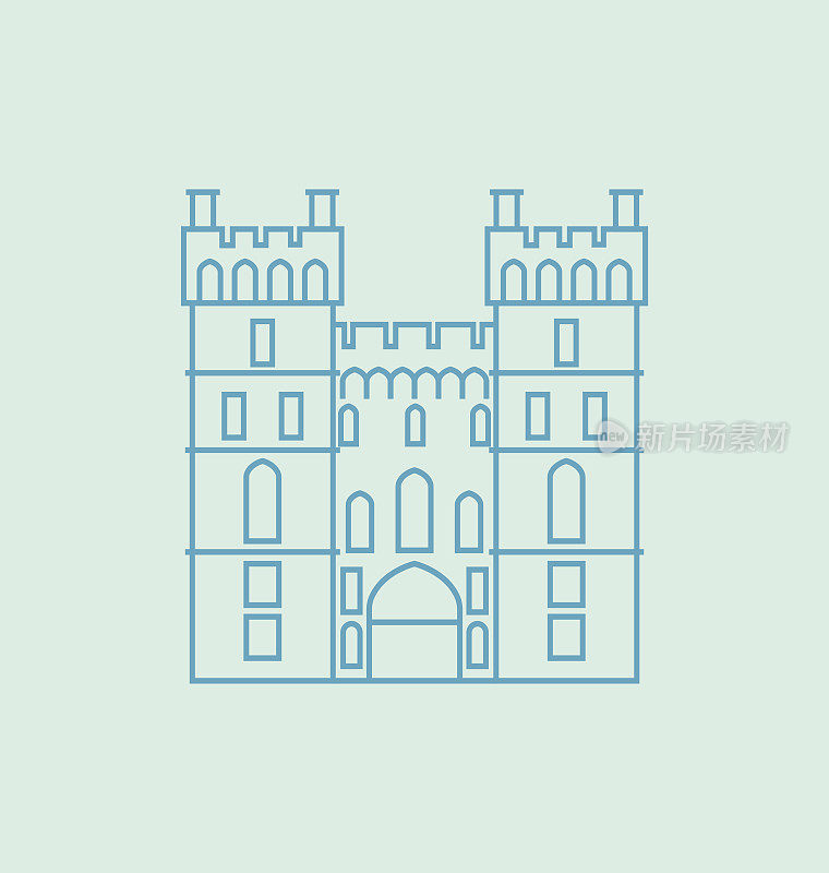 温莎城堡立体矢量插图