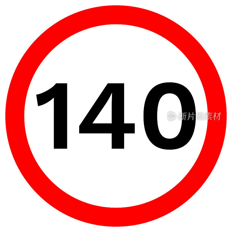 限速140标志在红色圆圈内。波兰。矢量图标
