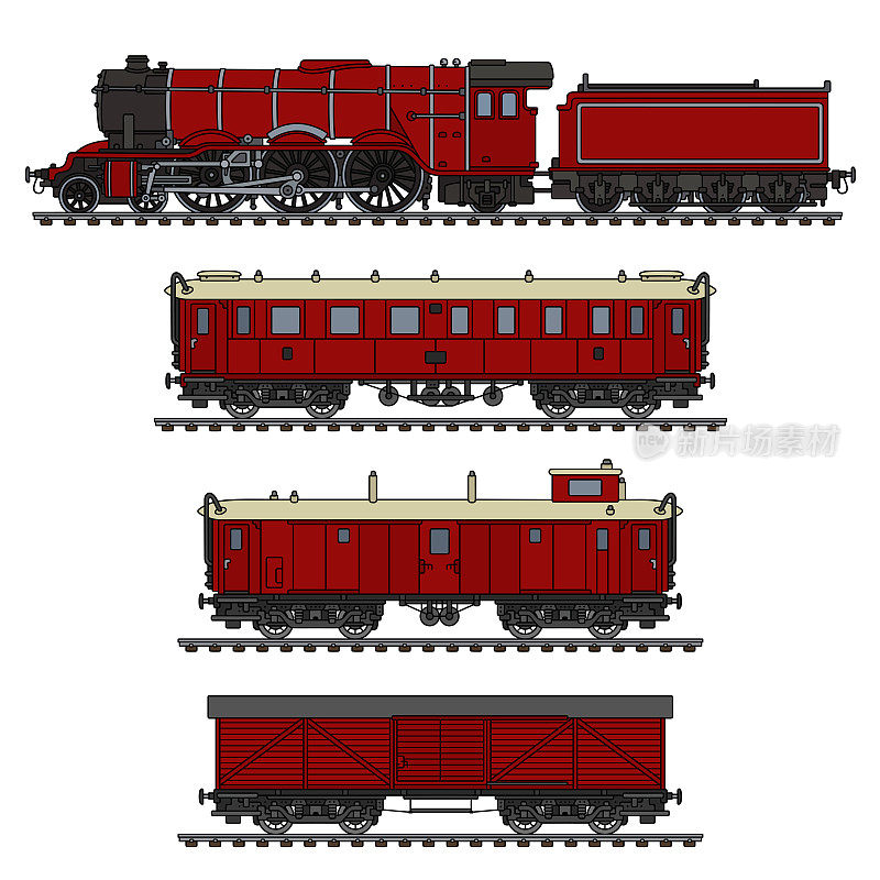 老式的红色蒸汽火车
