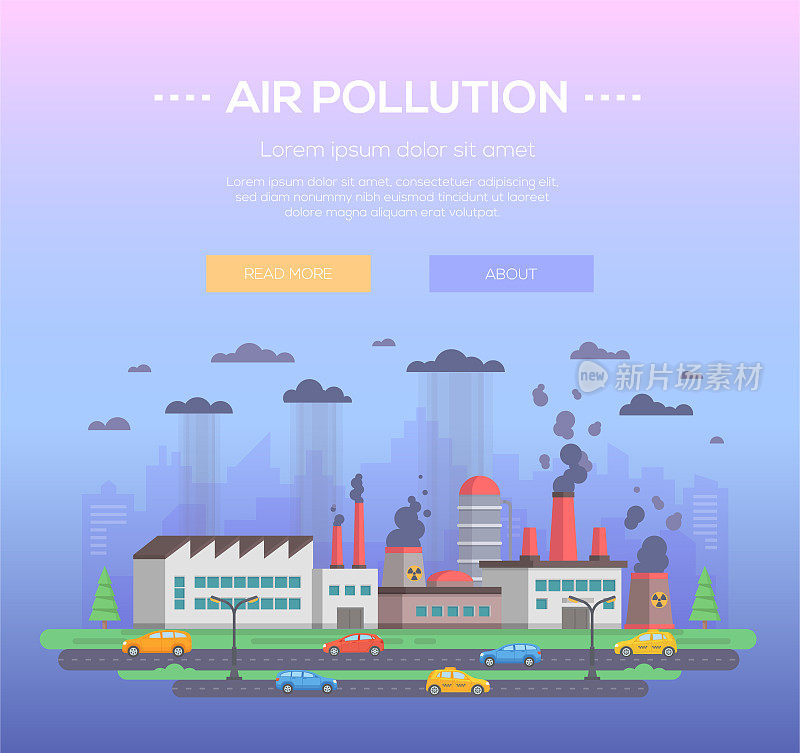 空气污染-现代平面设计风格矢量插图