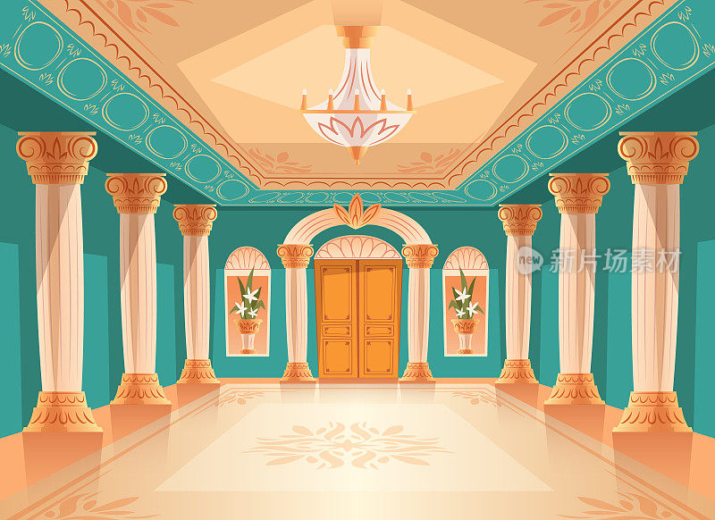 宴会厅或皇宫大厅矢量插图