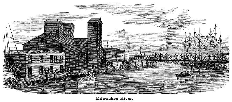 密尔沃基河(维多利亚时代的版画)