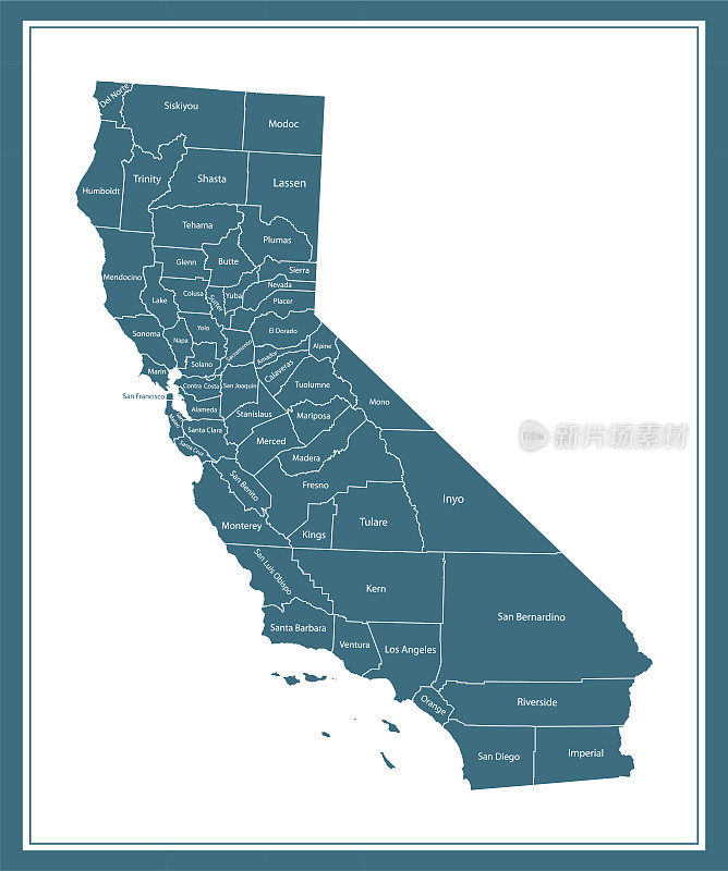 加州县地图