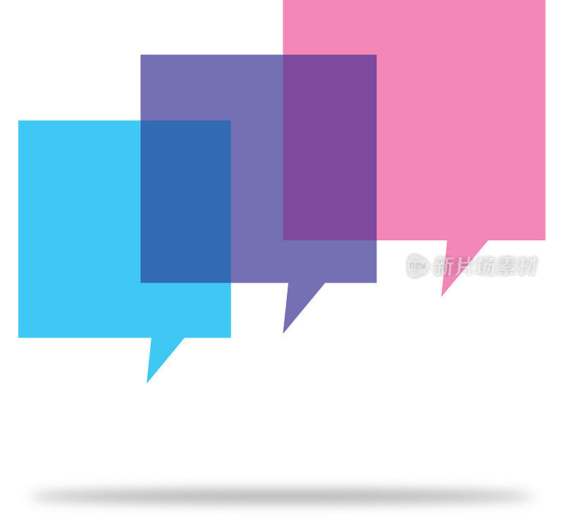 三个粉彩矩形语音气泡