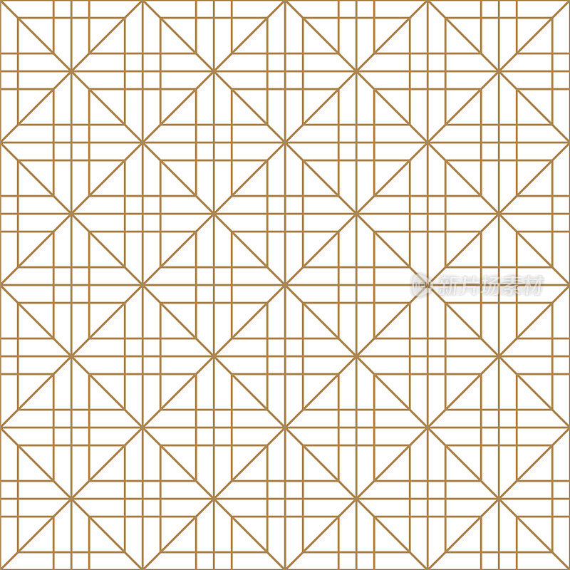 金色和白色的无缝几何图案。日本风格的久美子。