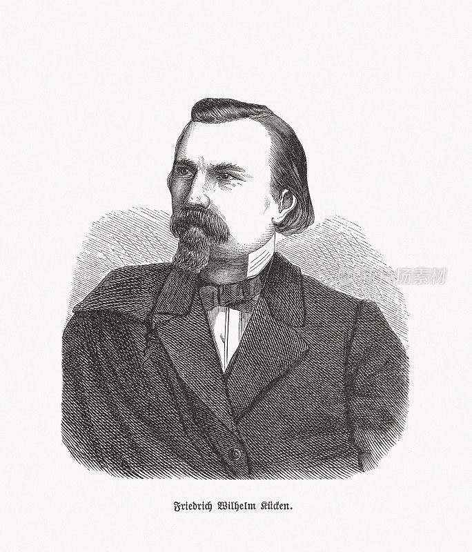 弗里德里希・威廉Kücken(1810-1882)，德国作曲家，木刻，1893年出版