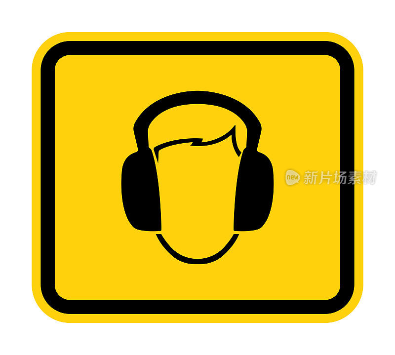 符号戴耳套标志隔离在白色背景，向量插图EPS.10