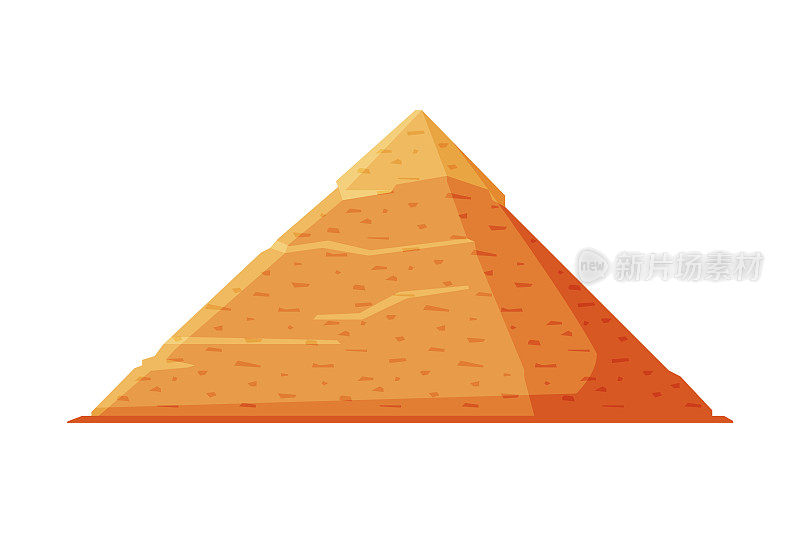 埃及金字塔，象征埃及平面风格矢量插图在白色的背景