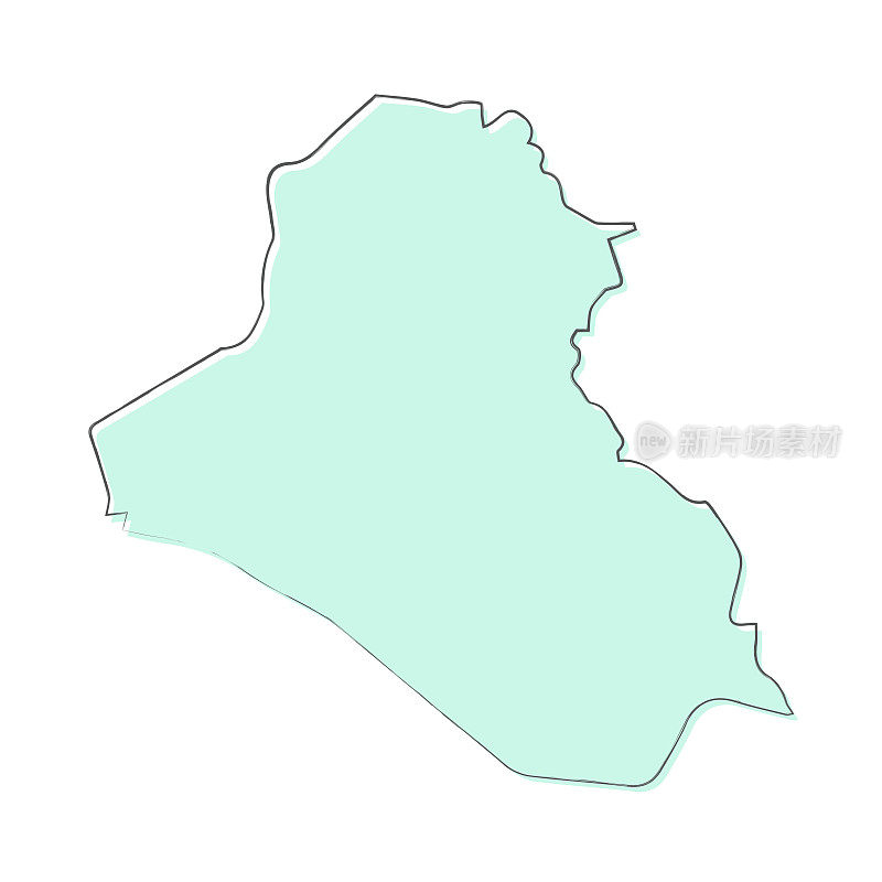 伊拉克地图手绘在白色的背景-时尚的设计