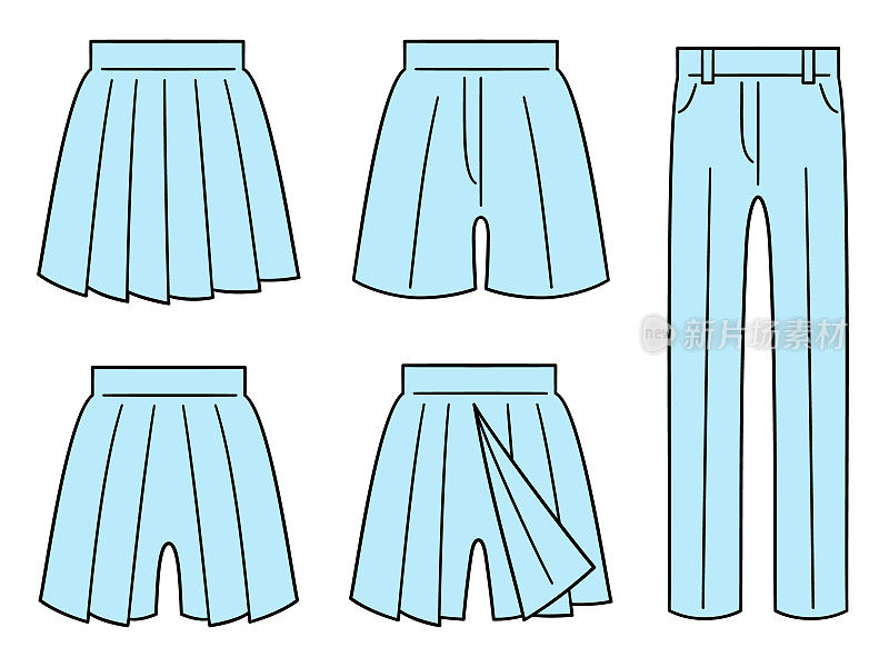 日本初中和高中女生可选择的校服裤插图(短裙、裤裙、长裤)
