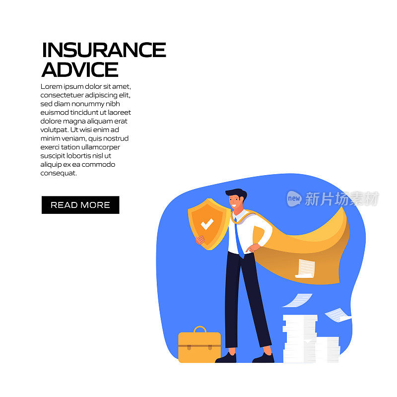 保险建议概念矢量插图网站横幅，广告和营销材料，在线广告，社交媒体营销等。