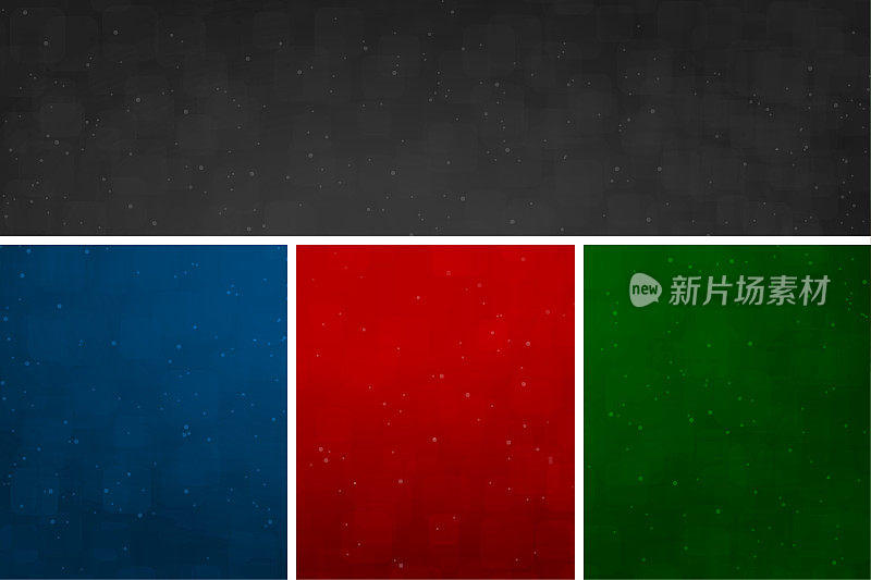 水平矢量插图的分割或分割的多色背景与顶部一个黑色和三个垂直分割红色，深午夜海军蓝和明亮的深绿色对比色