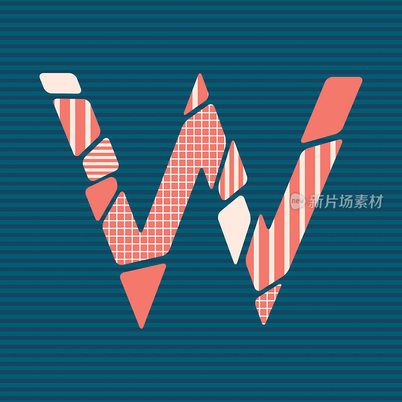 现代图案开裂风格字母矢量插图