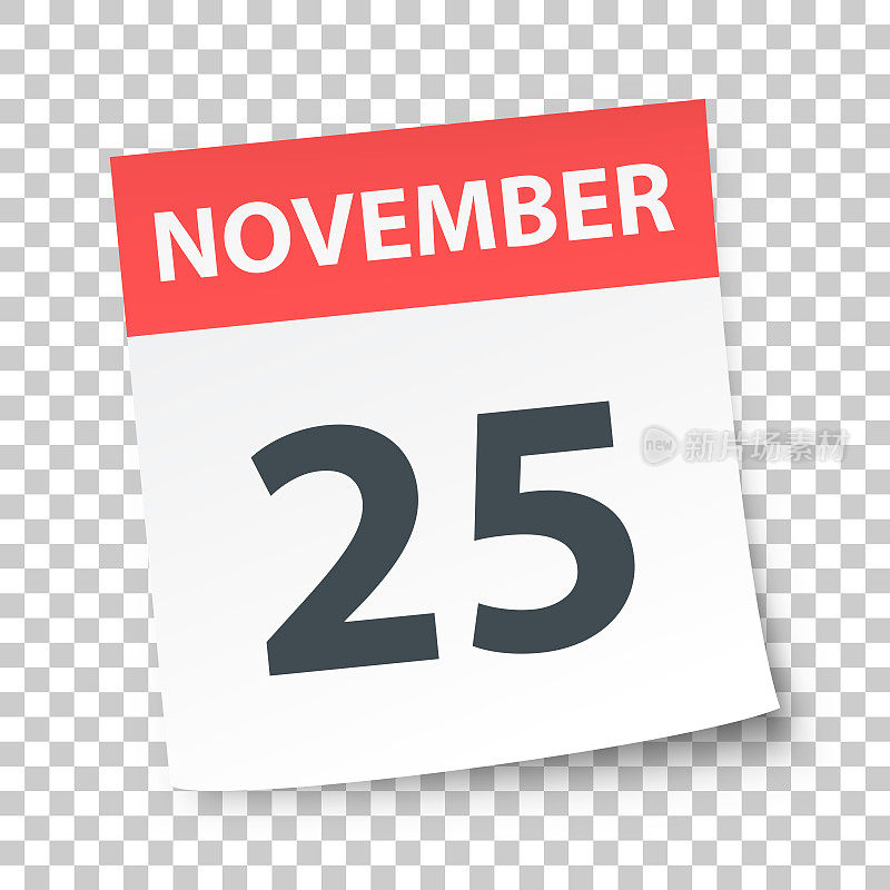 11月25日-每日日历在空白背景
