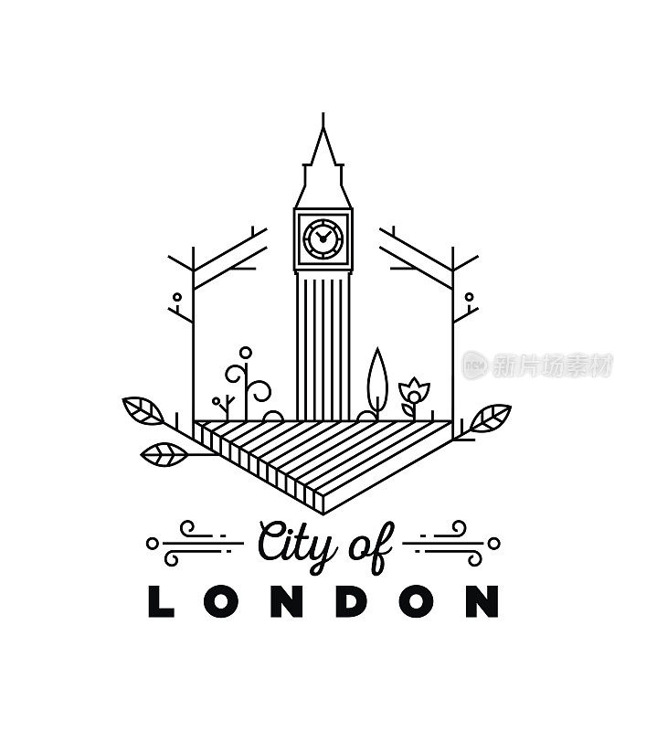 伦敦城市字母向量设计模板