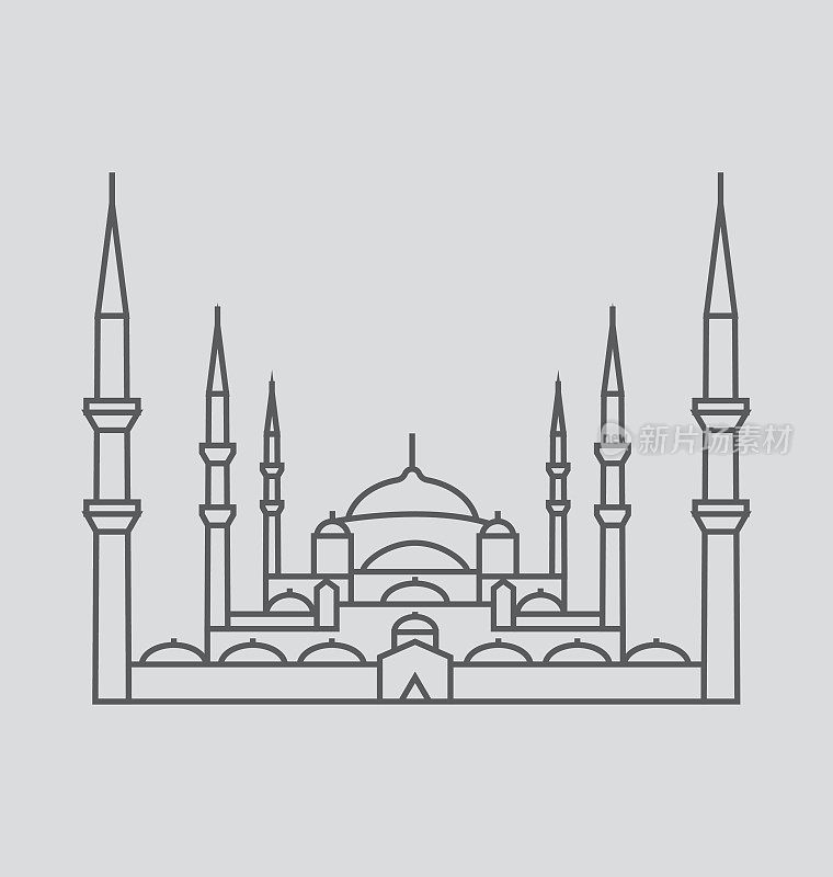 蓝色清真寺，伊斯坦布尔线插图